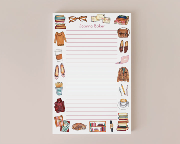 Bookworm Favorite Things Personalized Notepad