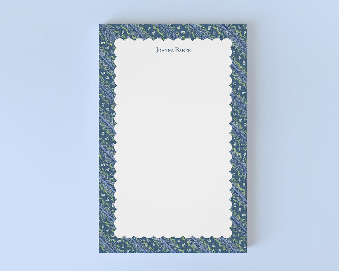 Scalloped Vines & Roses Personalized Notepad