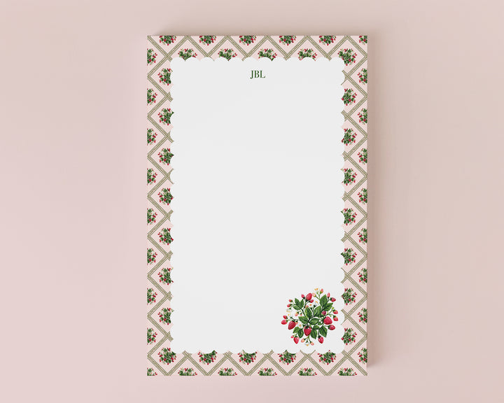 Strawberry Trellis Personalized Notepad