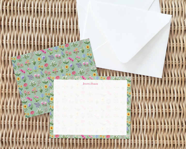 Flower Garden Personalized Note Card Set
