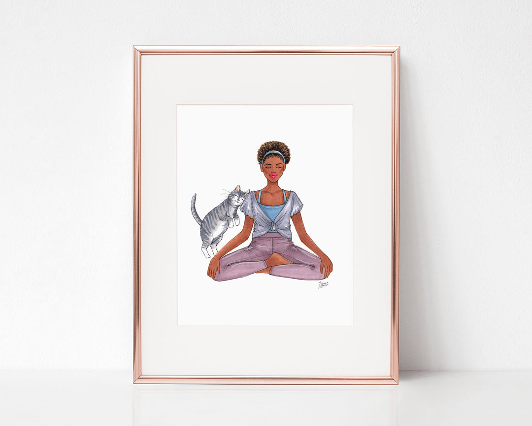 Cat Yoga Fashion Illustration Art Print