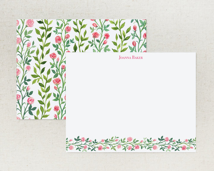 Climbing Roses Personalized Note Card Set