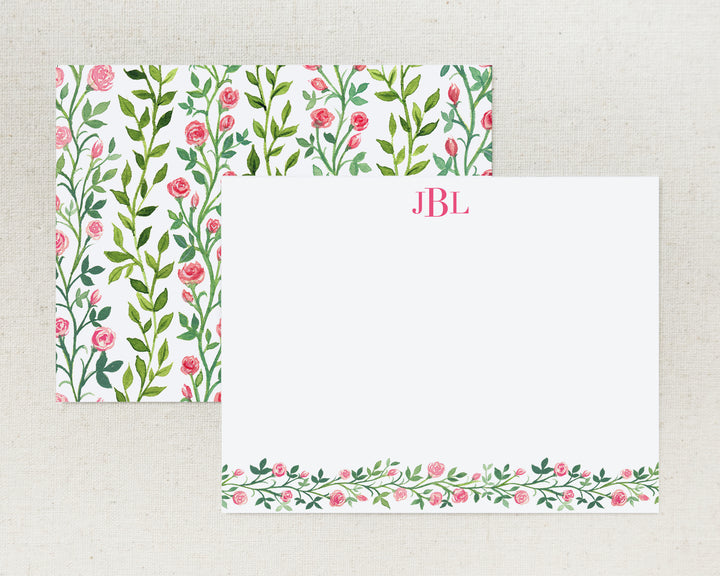 Climbing Roses Personalized Note Card Set
