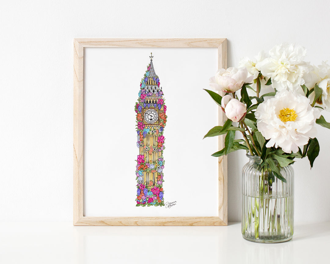 London Flowers Illustration Art Print