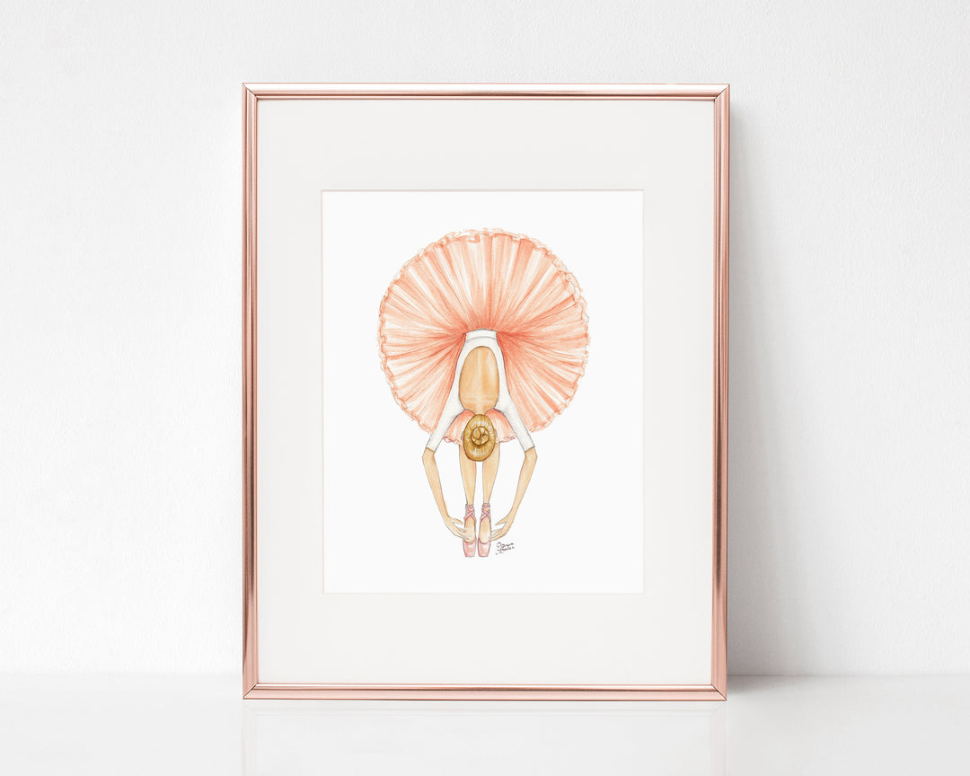Peach Ballerina Fashion Illustration Art Print