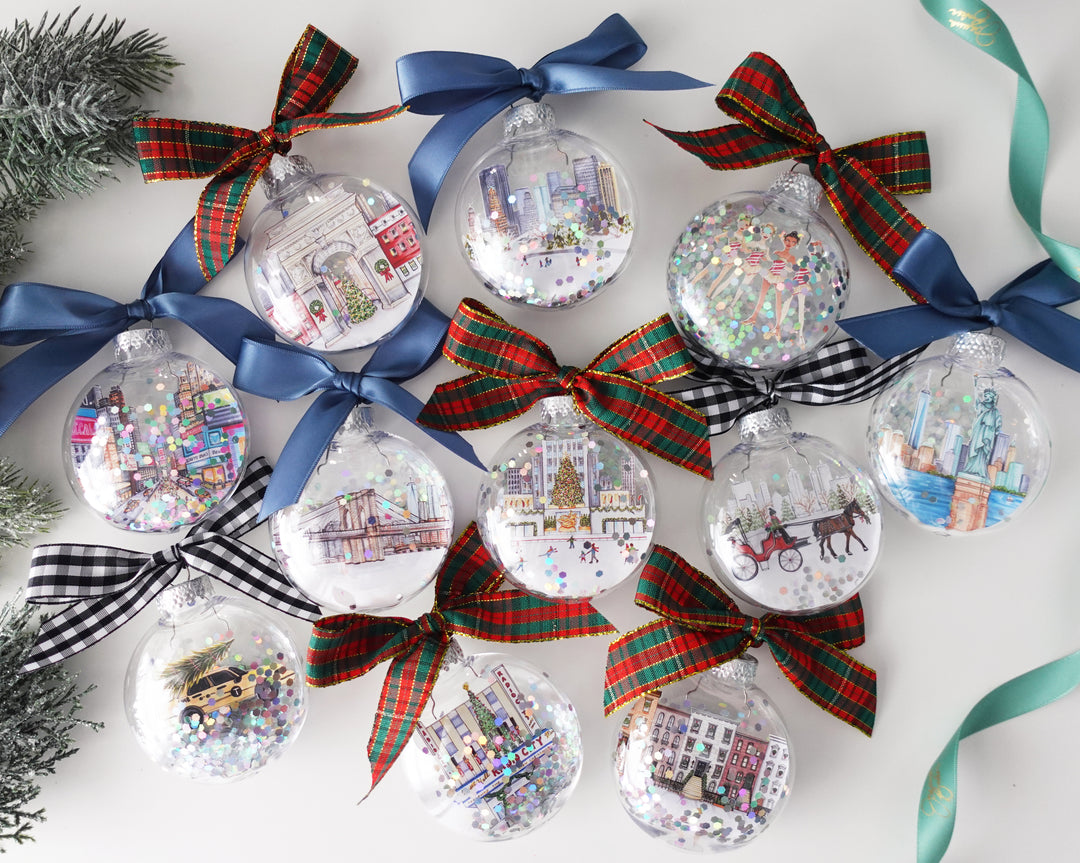 Create Your Own NYC Glitter Ornament Gift Set of 6