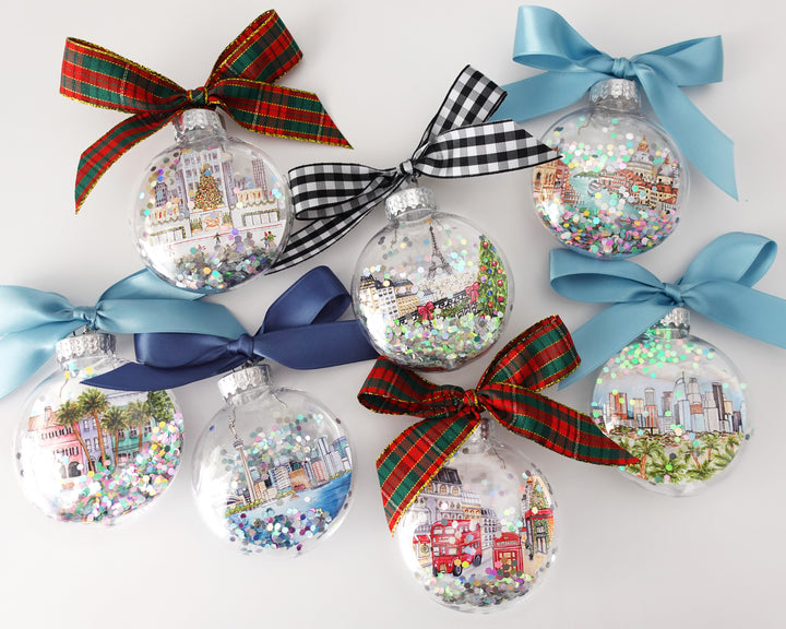 Create Your Own City Glitter Ornament Gift Set of 6