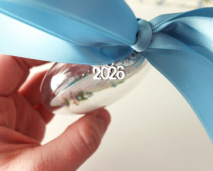 Rainbow Row Charleston Glitter Christmas Ornament