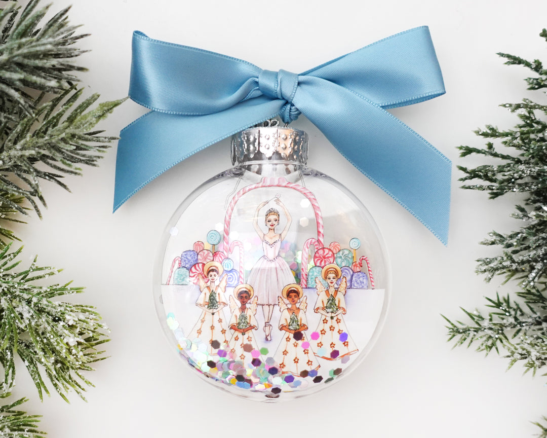 Angels & the Sugar Plum Fairy Nutcracker Glitter Christmas Ornament
