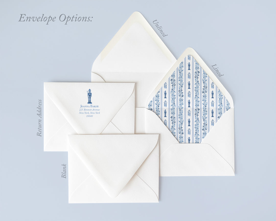 Blue & White Rose Nutcracker Flat Note Cards