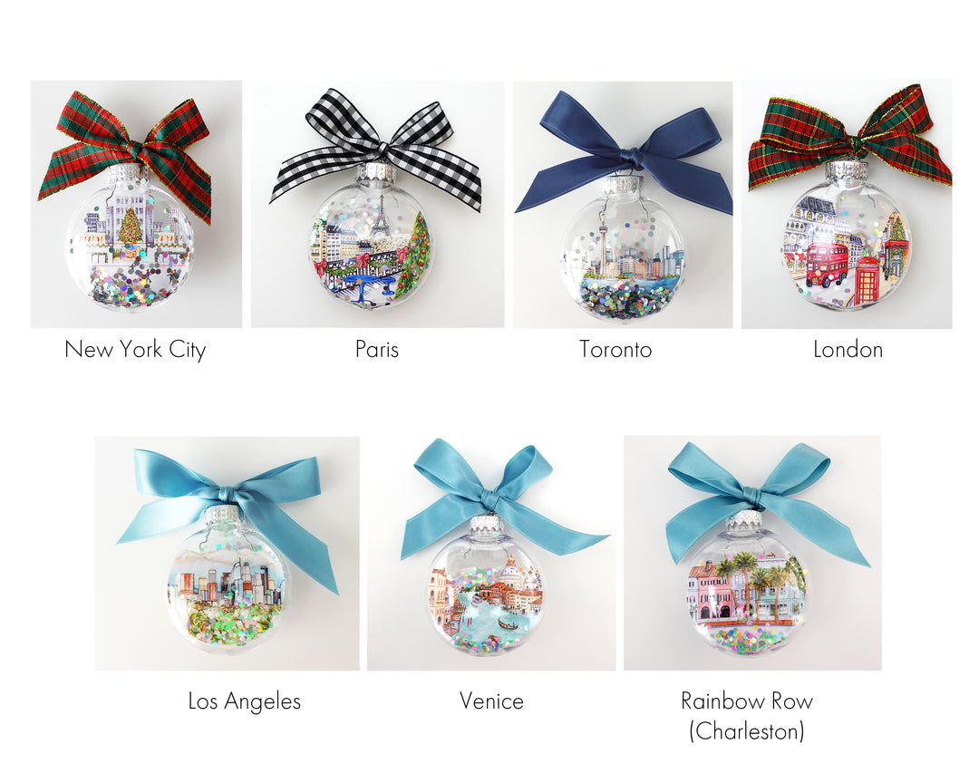 Create Your Own City Glitter Ornament Gift Set of 6
