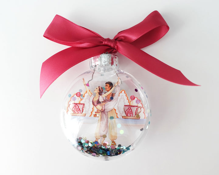 Coffee Dancer Nutcracker Glitter Christmas Ornament