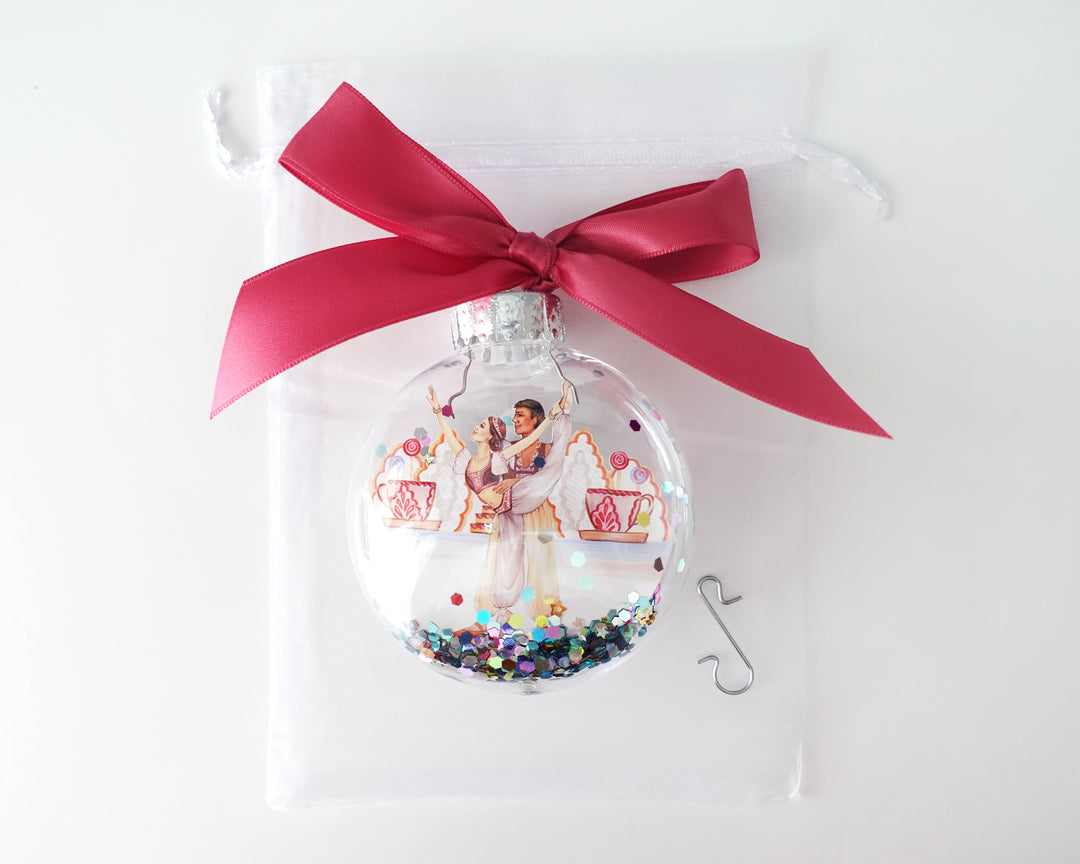 Coffee Dancer Nutcracker Glitter Christmas Ornament