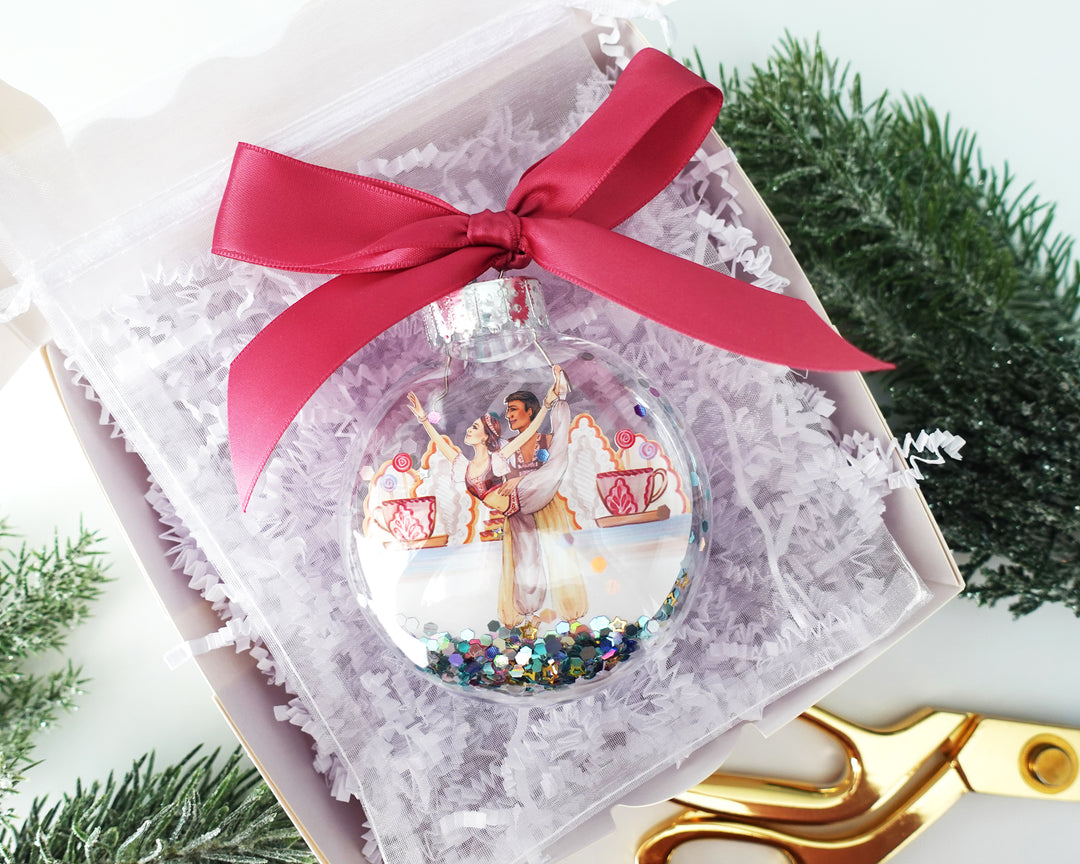 Coffee Dancer Nutcracker Glitter Christmas Ornament