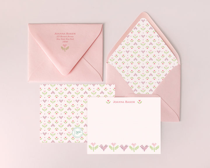 Cross Stitch Hearts Flat Note Cards