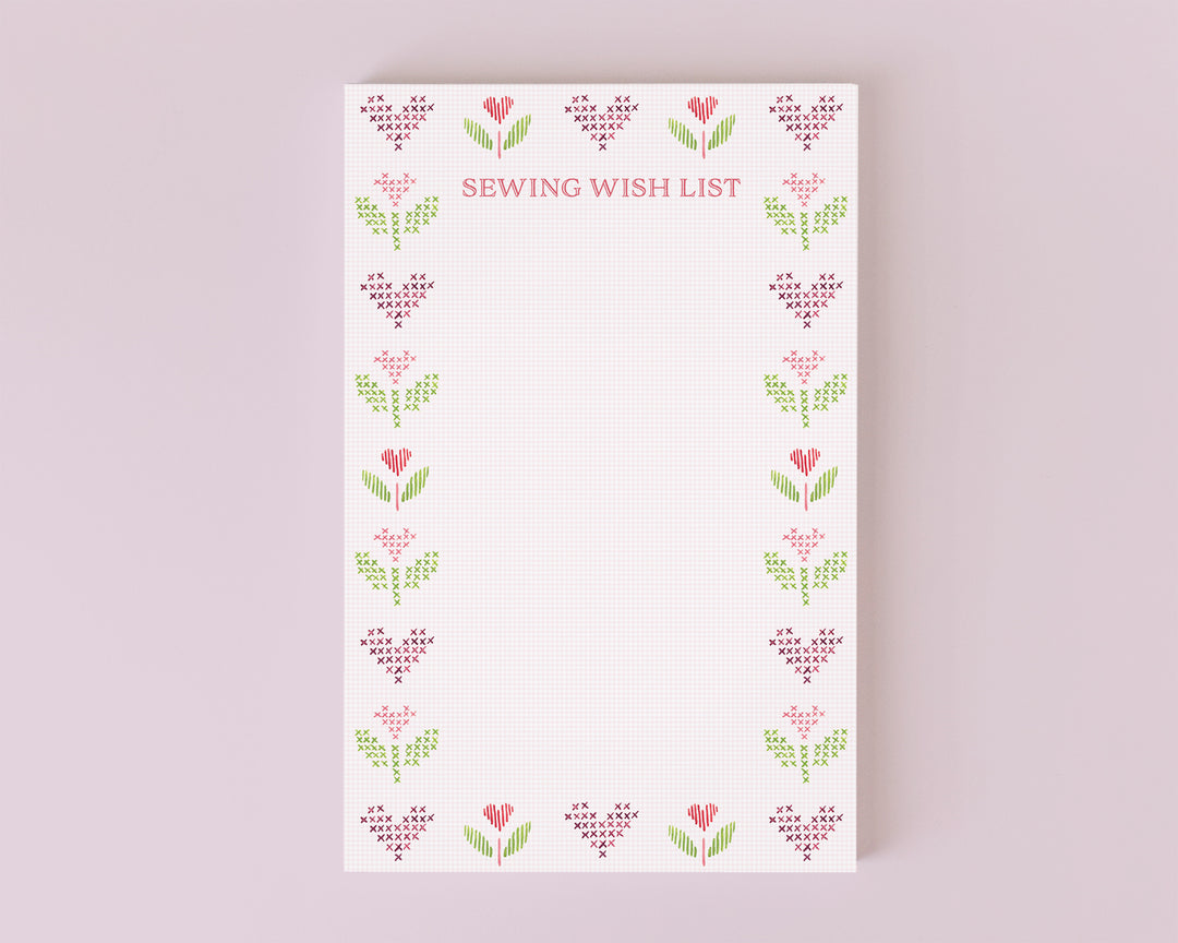 Cross Stitch Hearts Personalized Notepad
