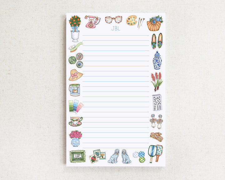 Grandmillennial Pastimes Personalized Notepad