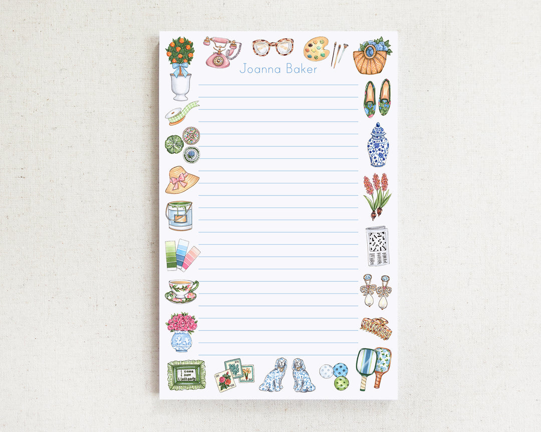 Grandmillennial Pastimes Personalized Notepad