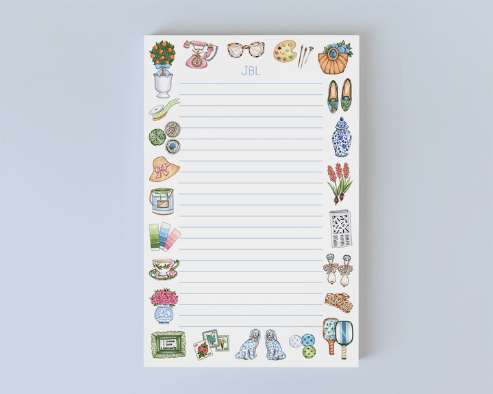 Grandmillennial Pastimes Personalized Notepad