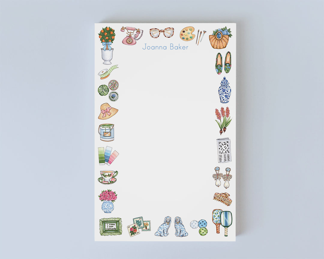 Grandmillennial Pastimes Personalized Notepad