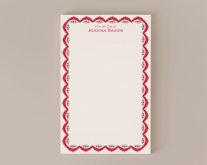 Holiday Lace Personalized Notepad