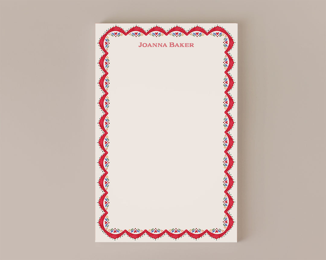 Holiday Lace Personalized Notepad