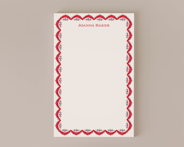 Holiday Lace Personalized Notepad