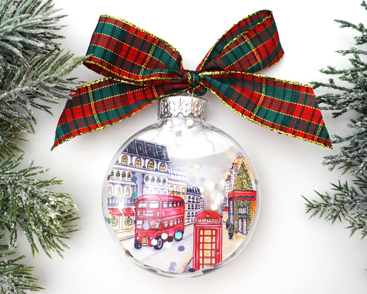 London Glitter Christmas Ornament