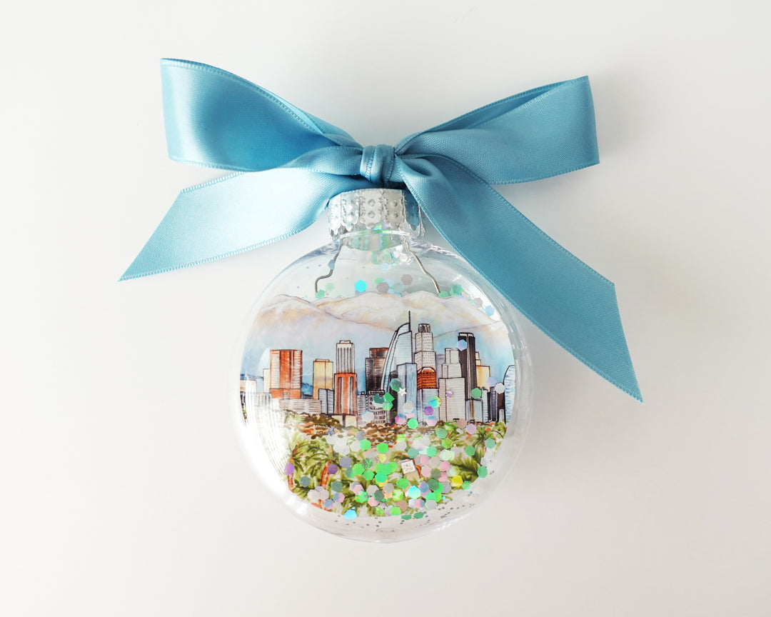 Los Angeles Glitter Christmas Ornament
