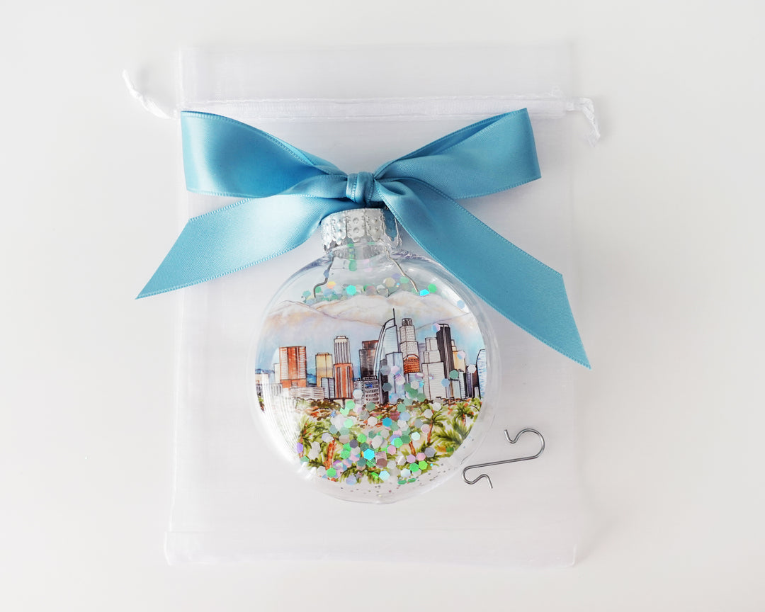 Los Angeles Glitter Christmas Ornament