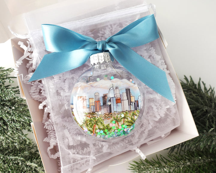 Los Angeles Glitter Christmas Ornament