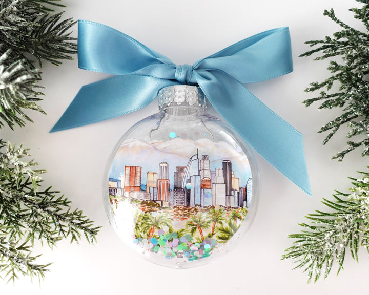 Los Angeles Glitter Christmas Ornament