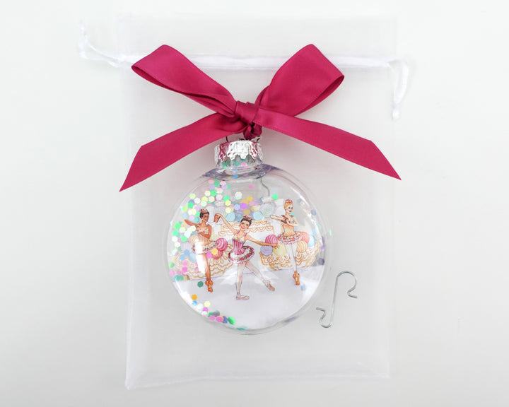 Marzipan Dancers Nutcracker Glitter Christmas Ornament