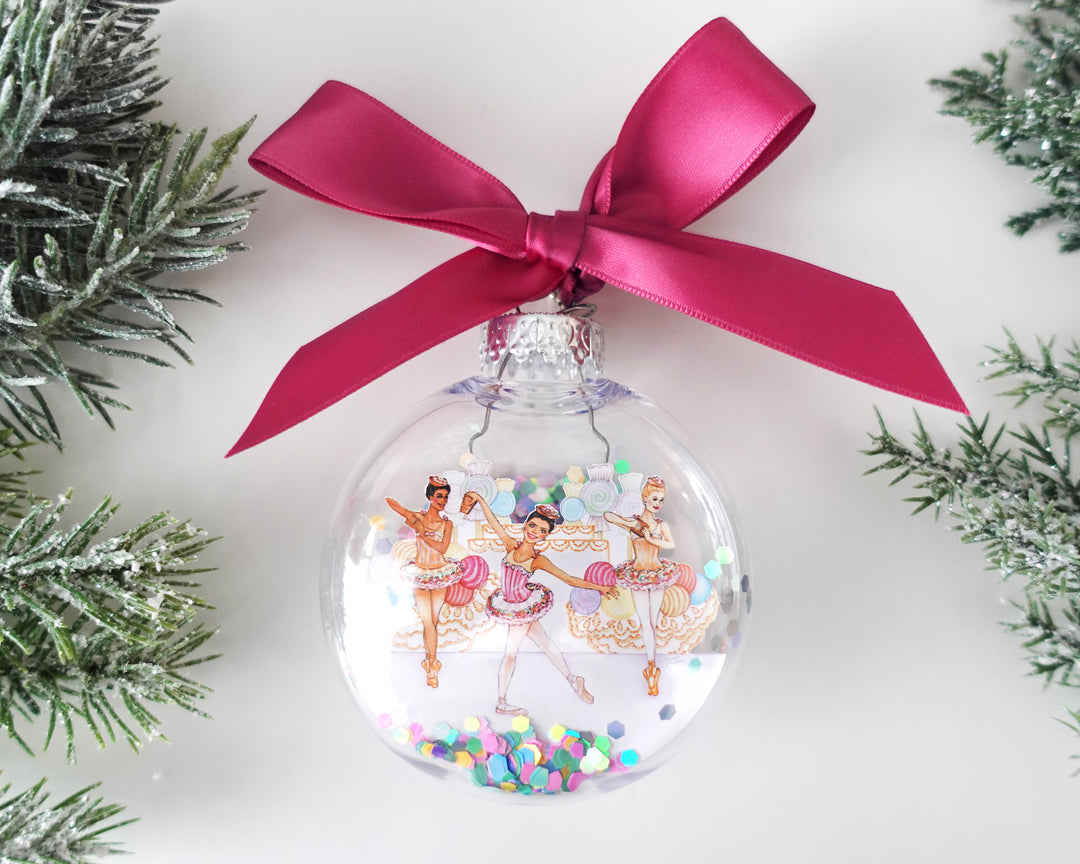 Marzipan Dancers Nutcracker Glitter Christmas Ornament