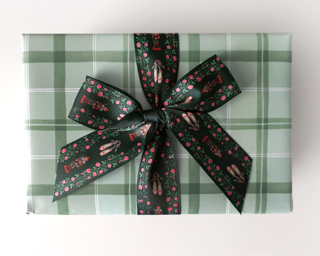 Mint Green Watercolor Plaid Gift Wrap Sheets