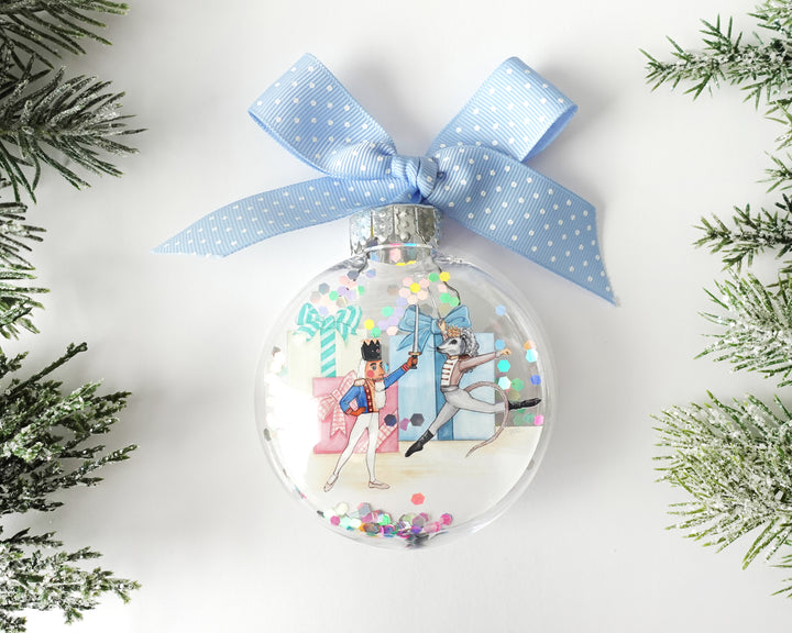 Nutcracker Prince & Mouse King Glitter Christmas Ornament