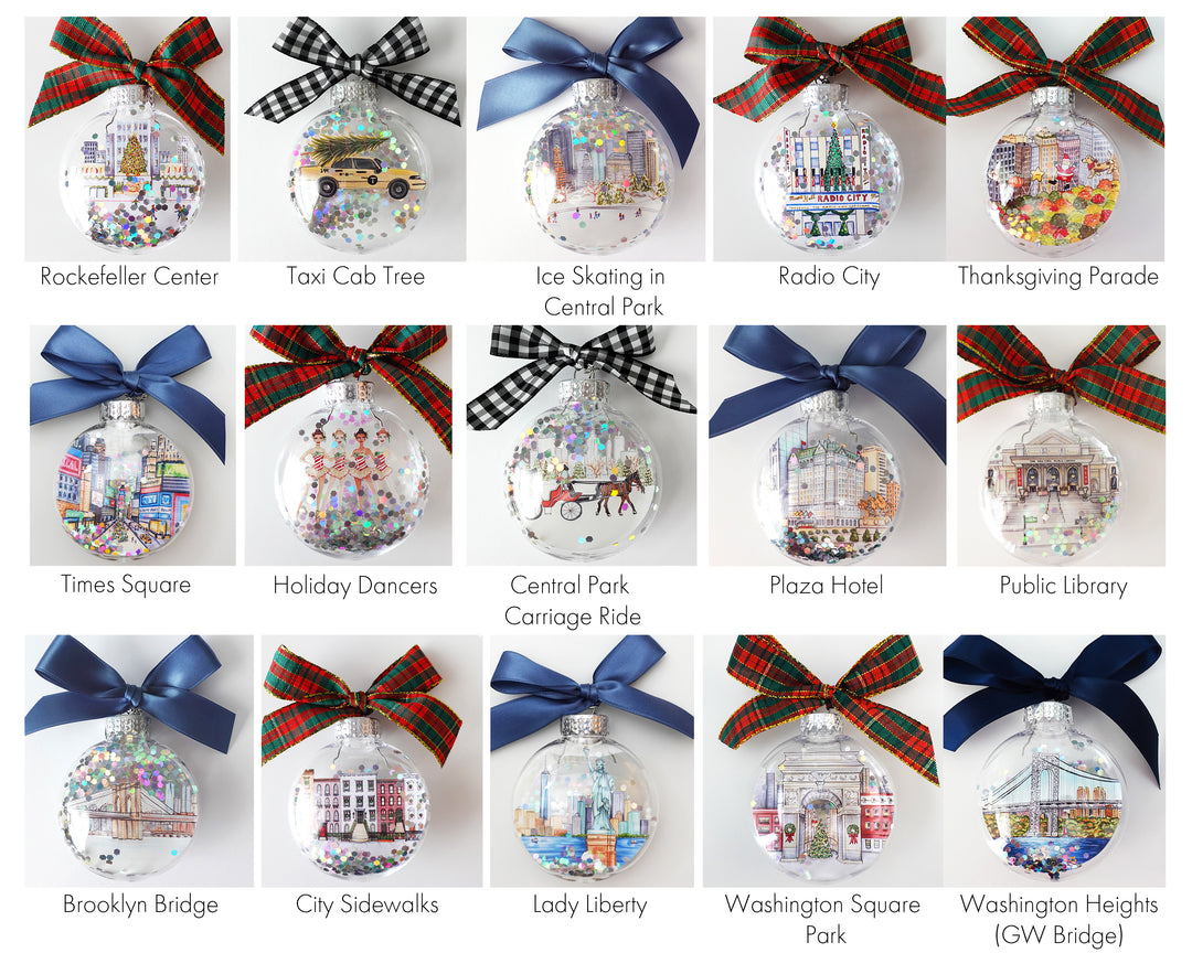 Create Your Own NYC Glitter Ornament Gift Set of 6