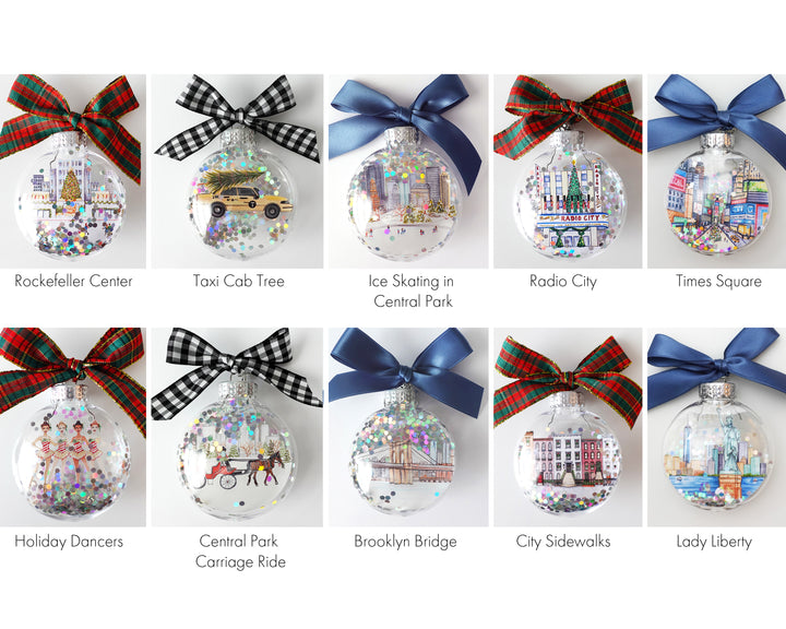 Create Your Own NYC Glitter Ornament Gift Set of 3
