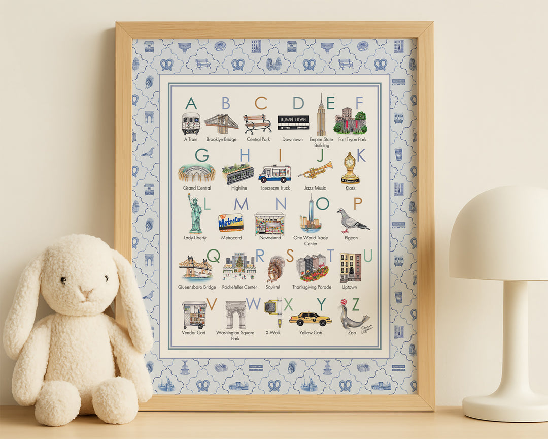 New York City Alphabet Art Print in Blue