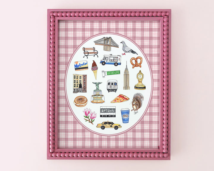 New York City Favorite Things Art Print in Pink