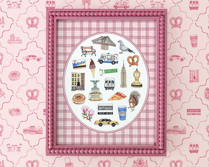 New York City Favorite Things Art Print in Pink