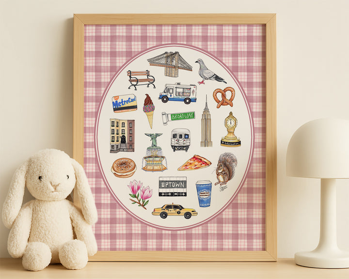 New York City Favorite Things Art Print in Pink