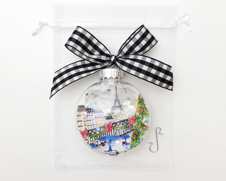 Paris Eiffel Tower Glitter Christmas Ornament