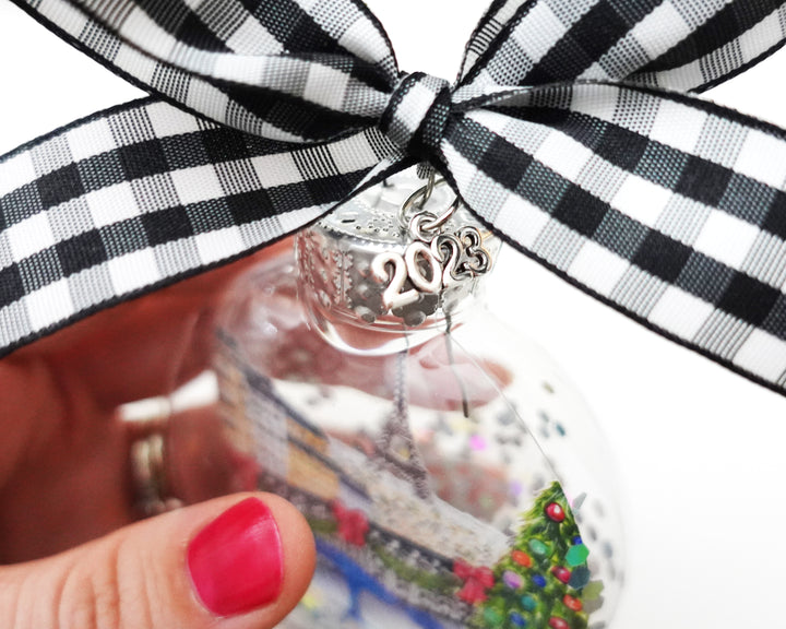 Paris Eiffel Tower Glitter Christmas Ornament