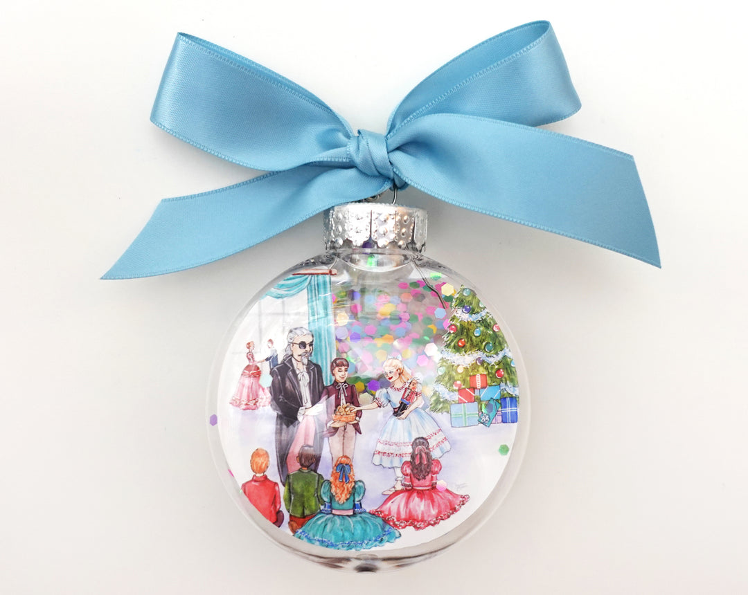 Nutcracker Party Scene Glitter Christmas Ornament