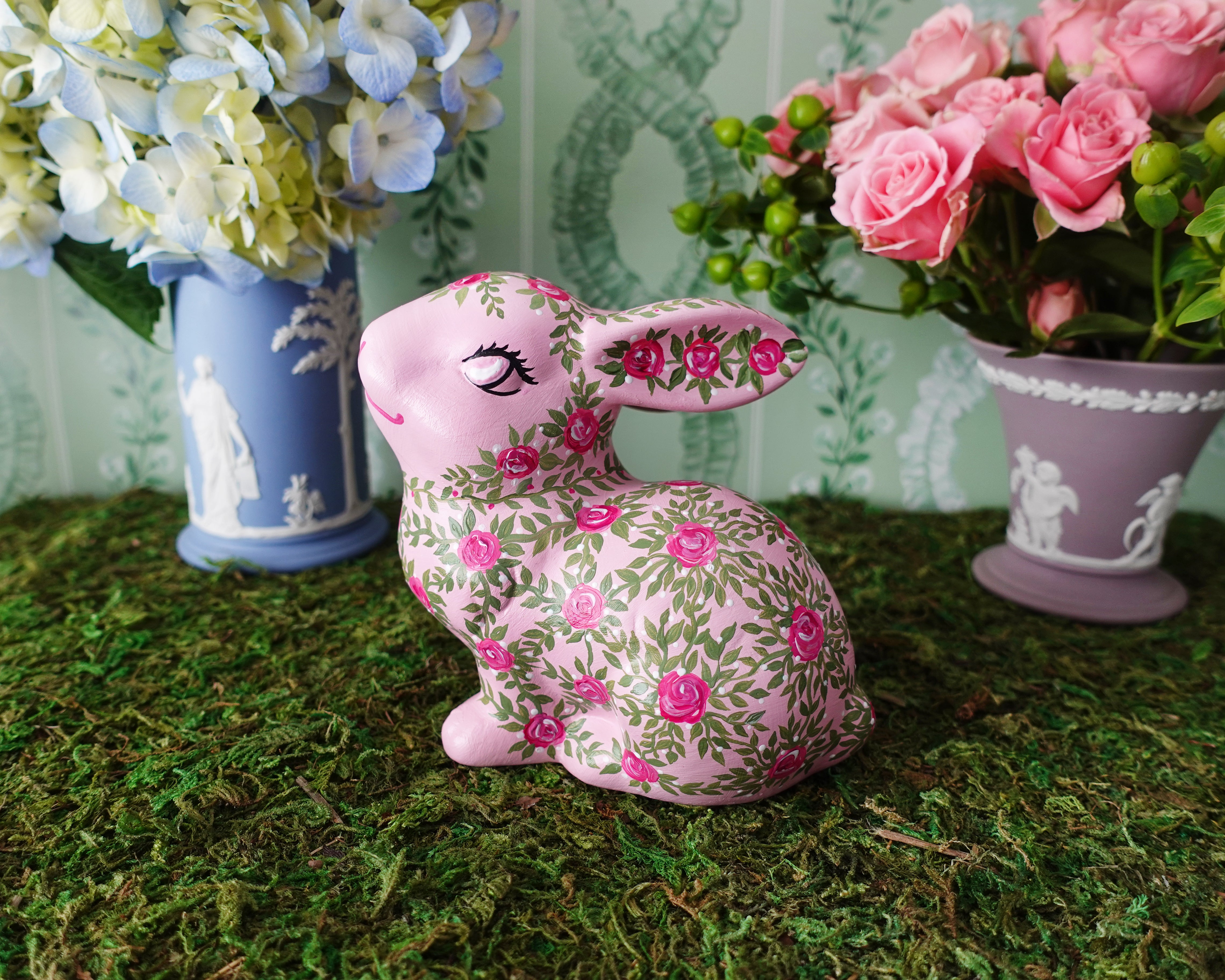 Pink Rose Wallpaper Heirloom Bunny – Joanna Baker