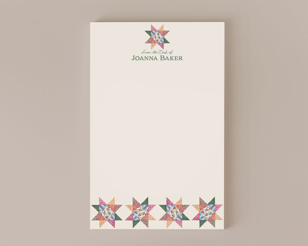 Quilted Star Personalized Notepad
