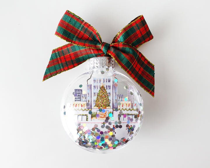 Rockefeller Center NYC Glitter Christmas Ornament