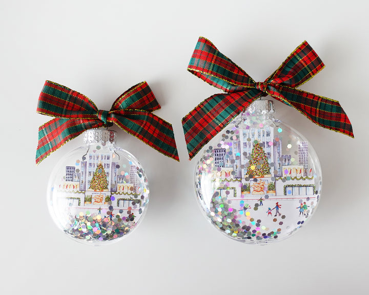 Rockefeller Center NYC Glitter Christmas Ornament