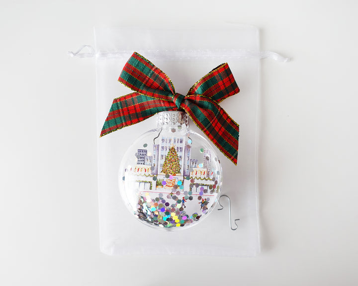 Rockefeller Center NYC Glitter Christmas Ornament